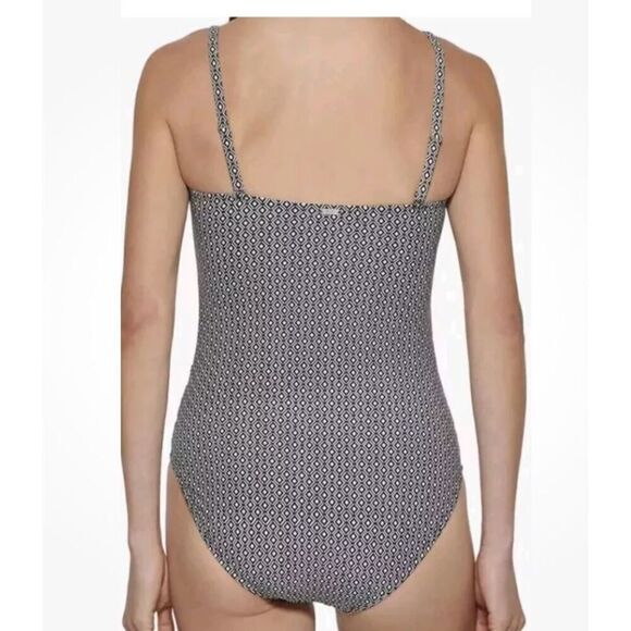 DKNY One Piece Swim Suit Adjustable Straps Sz. M Bra Blue/White - Picture 8 of 13